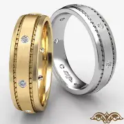 Solid Matt Finish Mens Diamond Eternity Wedding Band 18k Yellow Gold 0.16Ctw