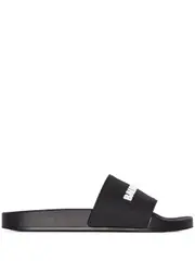 [Balenciaga] logo-embossed pool slides 39 Black