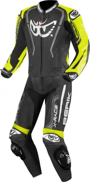Berik Zakura Evo perforated 2-Piece Motorcycle Leather Suit, black-yellow, Size 58 for Men Black Yellow