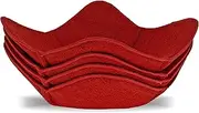 Set of 4 Plate Huggers - Microwave Plate Holder - Reusable Large Bowl Holders - Washable Microwave Plate Hugger - for Hot and Cold Bowls, Dishes and Plate Holders for Microwave (Red)