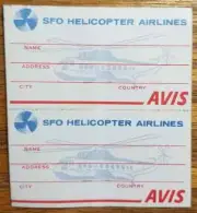 SFO HELICOPTER AIRLINES Avis 1970s Baggage Sticker Luggage Unused