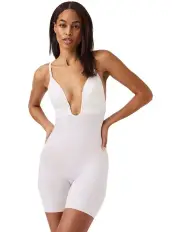 [Spanx] Shape™ Suit Your Fancy Plunge Low-back Mid-thigh Bodysuit in Cream