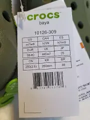 Crocs Baya Clog Sandals Unisex Adults W9/M7 Army Green Rubber Slip-On