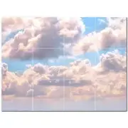 Clouds Ceramic Tile Wall Mural PT500369. 24" W x 18" H (12) 6x6 tiles