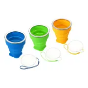 3pcs Collapsible Water Bottle, 200mL Folding Cup, Blue Green Yellow