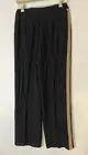 $298 EILEEN FISHER Black Crepe Silk Side Stripe Trouser Pants NEW