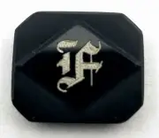 Antique Onyx Octagon Emerald Cut Stone Silver Initial "F" 11.5 mm x 14 mm #P524