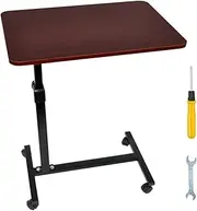 ALSTON Portable Mobile Height Adjustable Overbed Bedside Table Over Sofa Bed Side Table with 4 Lockable Swivel Rolling Wheels Laptop Computer Desk