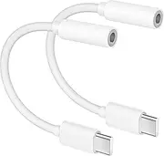 [MFi Certified] 2Pack USB C Headphone Adapter for iPhone 16 15,USB Type C to 3.5mm Female Headphone Jack Adapter Aux Audio Dongle Compatible with iPhone 16/16 Pro/16 Pro Max /15/15 Pro/15 Pro Max