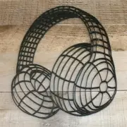 Headphones Geometric 2D Wall Decor 3D Printed Wall Art Minimalist Line Art Black