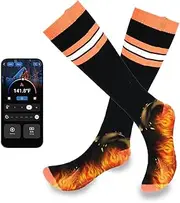 2025 Heated Socks APP Control for Men Women, 6000mAh*2 Battery Rechargeable, Working 10 Hours, Electric Heated Washable Socks Smart Foot Warmers for Camping Fishing Cycling Skiing Skating Hiking