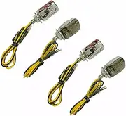 TDR 4pcs 6mm Universal Motorcycle LED Chrome Micro Mini Tiny Small Indicators Turn Signals, Amber Light