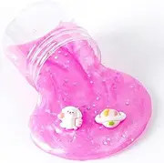 GHOBROFY Galaxy Slime with Slime Charms - Non-Sticky & Non-Toxic,Stretchy, Clear Slime for Kids, Fun Slime Party Favors & DIY Craft, Available in 6 Colors, Pink
