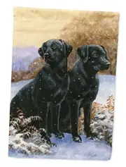 BDBA450ACHF Black Labradors Snowy Day House Flag Large Porch Sleeve Pole