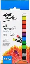 Mont Marte Oil Pastels Signature 12pc, 12 Assorted Colours, Vibrant Oil Pastel Set, Great Blending and Layering, Ideal for Art, Craft, Colouring and Sketching