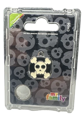 My Family Friends Skull and Crossbone Tag Keychain For Engraving Made Italy Pet