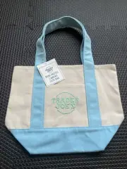 TRADER JOES Mini Canvas Tote Bag "Pastel Blue" New With Tag 2025 FREE SHIPPING!!