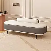 Portable Storage Modern Ottoman Storage Bench with Lumbar Pillow Entryway Seat and Footrest Stool Dark Grey+Beige 100cm