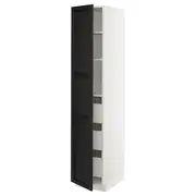 METOD / MAXIMERA high cabinet with drawers, white/Lerhyttan black stained, 40x60x200 cm