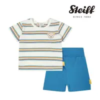 在飛比找momo購物網優惠-【STEIFF】熊頭童裝 二件式 條紋短袖T恤+短褲(短袖套
