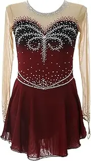 [Zagitova] Long Sleeved Ice Skating Dresses, Gradient Roller Skating Competition Performance Costume for Stage