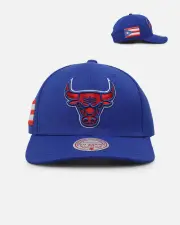 [MITCHELL & NESS] Mitchell & Ness Chicago Bulls 'Puerto Rico Flag' Pro Crown Snapback Blue - Size ONE ONE Blue