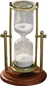 Vintage Hourglass Sand Timer Decor,360° Rotating 15 Min White Sand Visual Timer
