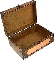 HOMSFOU Vintage Wooden Storage Box Lockable Treasure Chest for Wedding Cards and Keepsakes Rustic Home Decor for Collectibles and Photography Props
