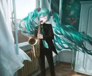 Anime vocaloid saxophone hatsune Playmat Gaming Mat
