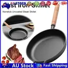 Cast Iron Pre-Seasoned Skillet with Wood Handle Nonstick Mini Egg Frying Pan