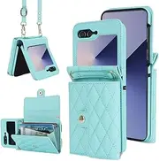 [XIMAND] for Samsung Galaxy Z Flip 6 Accordion Crossbody Wallet Case, 4 Card Slots, RFID Blocking, and Adjustable Strap - Stylish and Versatile Accessory for The Modern Chic Woman (Green)