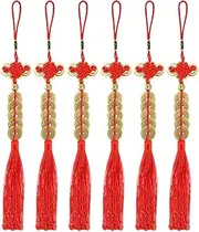 BESPORTBLE 6pcs Chinese Knot Tassels Red Pendant for Year Decoration Spring Festival Supplies Handmade Brass Feng Shui Car Accessories Festive Home Decor