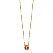 14k Yellow Gold Children's Enameled Ladybug Nacklace w/ 16" Chain Kids Pendant