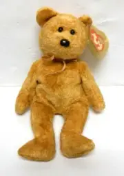RARE RETIRED TY Beanie Babies 2000 Cashew The Brown Bear w/Tag & Tag Protector