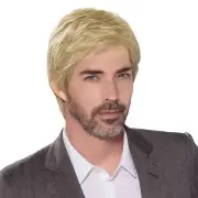 Mens Blonde Wig, Fluffy Natural Layered Wigs for Men Costume Halloween Synthe...