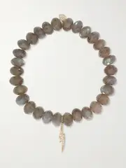 [Sydney Evan] Sydney Evan - Lightning Bolt 14-karat Gold, Labradorite And Diamond Bracelet - Brown - One size One size Brown