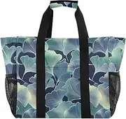 [sanluoli] Bags Foldable Large Beach Bag Waterproof Canvas Laundry Carrying Bag, Maple Leaves Blue Pattern, 1 size