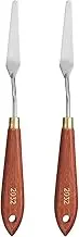 2pcs Palette Knife Painting Tool 2.76" x 0.59" Stainless Steel Teardrop Blade 8.66" Length Spatula Painting Pallet Knives with Hole Beech Wood Handle for Acrylic Canvas, Red/Silver