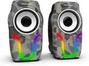 MAMBASNAKE USB Powered Mini Portable 2.0 Gaming Speakers Stereo 3.5mm RGB Grey