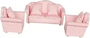 UPKOCH Miniature Pink Polka Dot Sofa Set 1:12 Scale Wooden Fabric Boys and Girls Plaything Desktop Decor