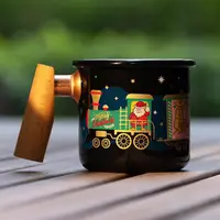 在飛比找蝦皮商城優惠-Truvii 聖誕列車變色杯 木柄琺瑯杯/琺瑯咖啡杯 400