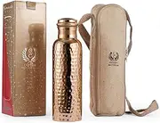 Copper Water Bottle with Bonus Pure Copper Bottle Jute Bag - 34 Oz Extra Large, Pure Copper Vessel for Drinking - Drink More Water - Copper Bottle for Health Benefits, Home, Office, Sports and Gifting