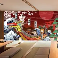 在飛比找蝦皮購物優惠-日式風格墻布日本料理壽司店海浪浮世繪和風-fred百貨