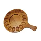 Deviled Egg Platter 16 Holes Wood Round Serving Tray Container