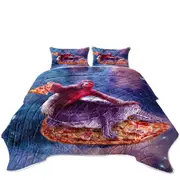Cool Crazy Art Space Pizza Sloth on Turtle Coverlet