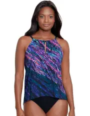 [Miraclesuit Swim] Mood Ring Slimming Peephole High Neck Tankini in Multi