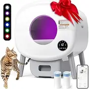 Pro Self Cleaning Litter Box - Automatic Cat Litter Box, 76L Interior & 13L Rubbish Bin, APP Control/Safety Protection/Efficient Cleaning/Odor Lock Design/Quiet Operation with 2 Trash Bags and Mat