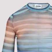 [Jean Paul Gaultier] Jean Paul Gaultier-Light Blue Mesh Printed "Air" Long Sleeves Top-Donna S STAND