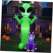 6 Ft Halloween Inflatables Alien and Alien Cat Outdoor Decorations with Built