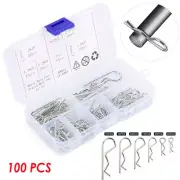 100 Pcs R Clips Split Pins Assortment Kit Cotter Pins Disc Caliper Pin R Clip